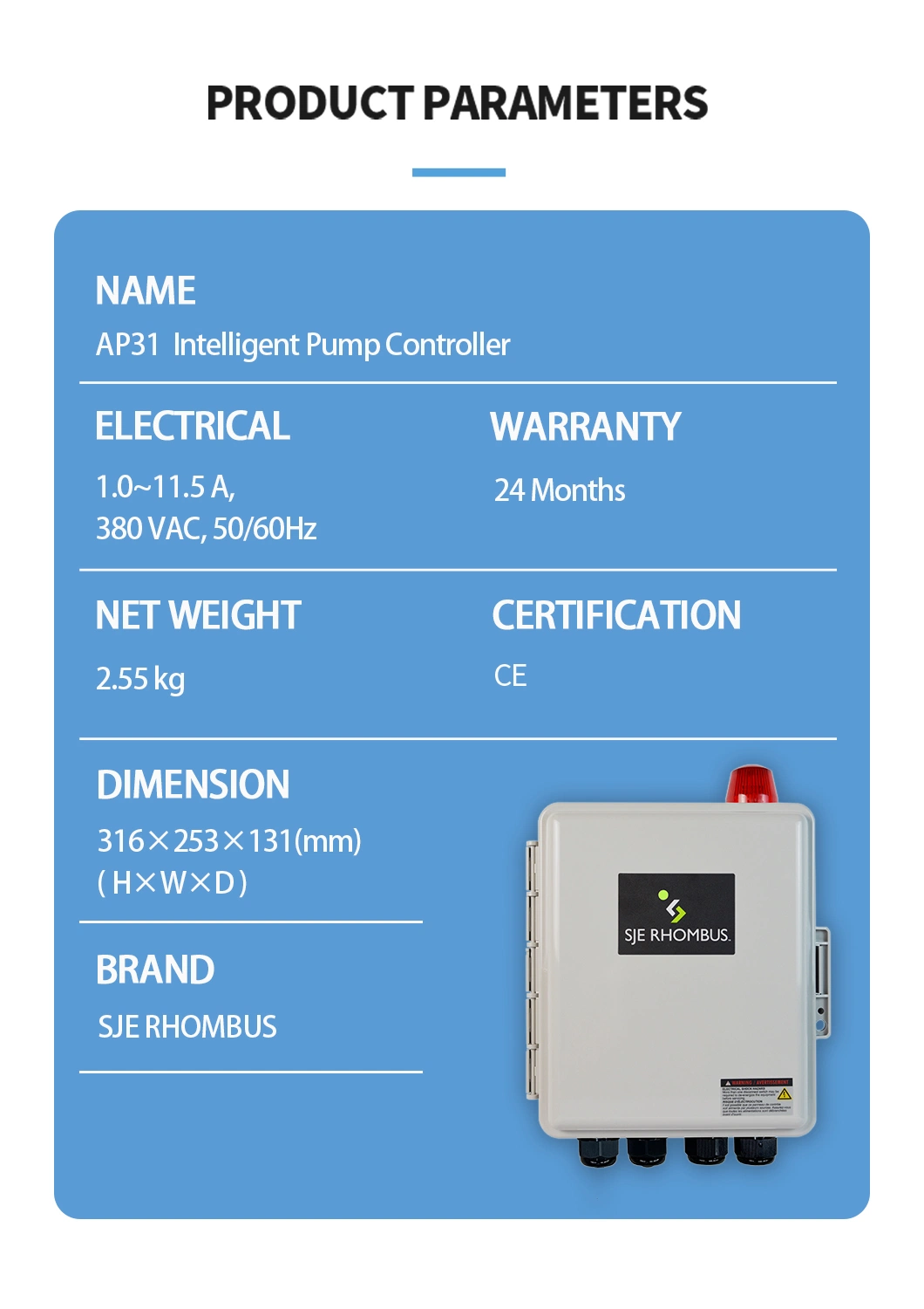 Lifting Pump System Controller, Three Phase Simplex Pump Control, 380VAC, Easy Operation and Installation, Reliable and Stable Controller