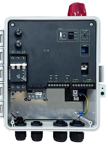 Intelligente Pumpensteuerung für die Steuerung von Abwasserpumpen, dreiphasig, Simplex, 380 VAC, vollständige Pumpenschutzfunktion, Alarm bei hohem Füllstand, wöchentliches Trainingsgerät